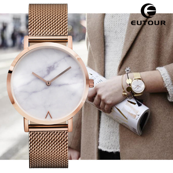 Eutour rose gold ultra thin watches women's